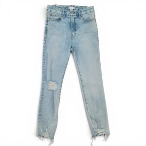 Good American Jeans 6/28 High Rise Straight Distressed Raw Hem Y2K Style NEW